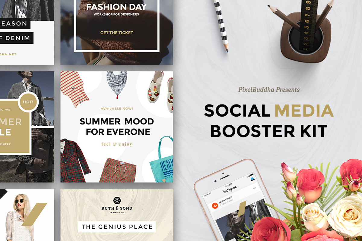Social Media Booster Kit, a Social Media Template by pixelbuddha.net (Photo 1 of 7)