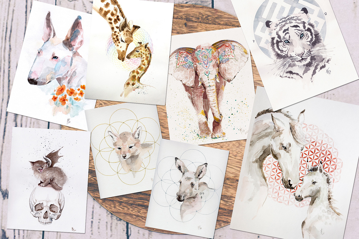 Watercolor Animals Set, an Animal Illustration by Flo Sacred Art (Photo 2 of 11)
