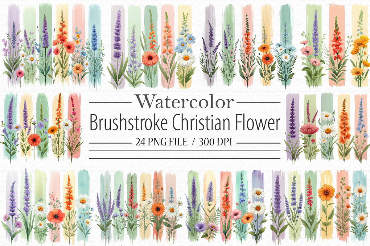 Brushstroke Christian Flower Clipart, an Illustration by Libby Wishes (Photo 1 of 4)