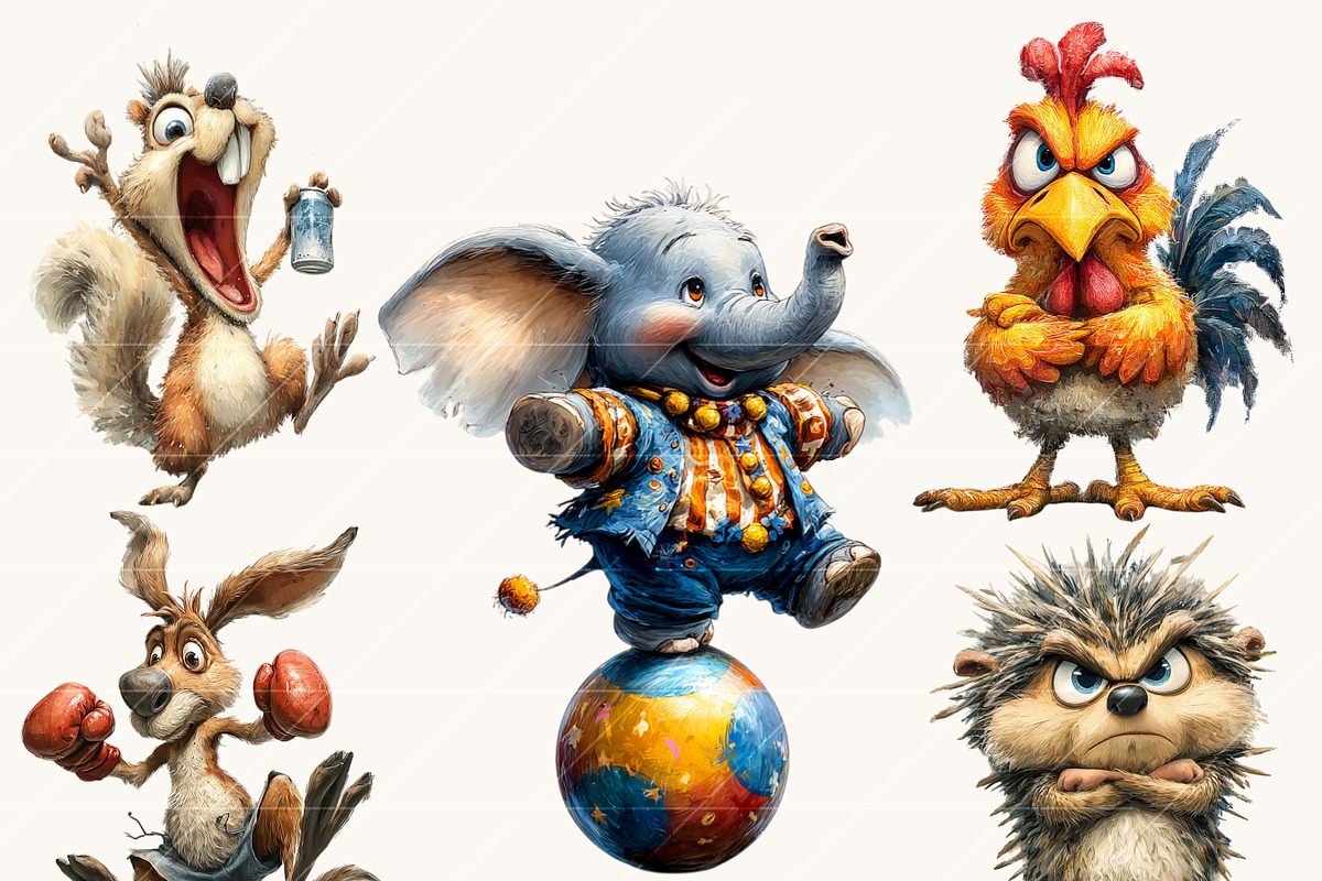 Whimsical Animals Clipart Bundle, an Animal Illustration by BusyDaydesign (Photo 6 of 9)