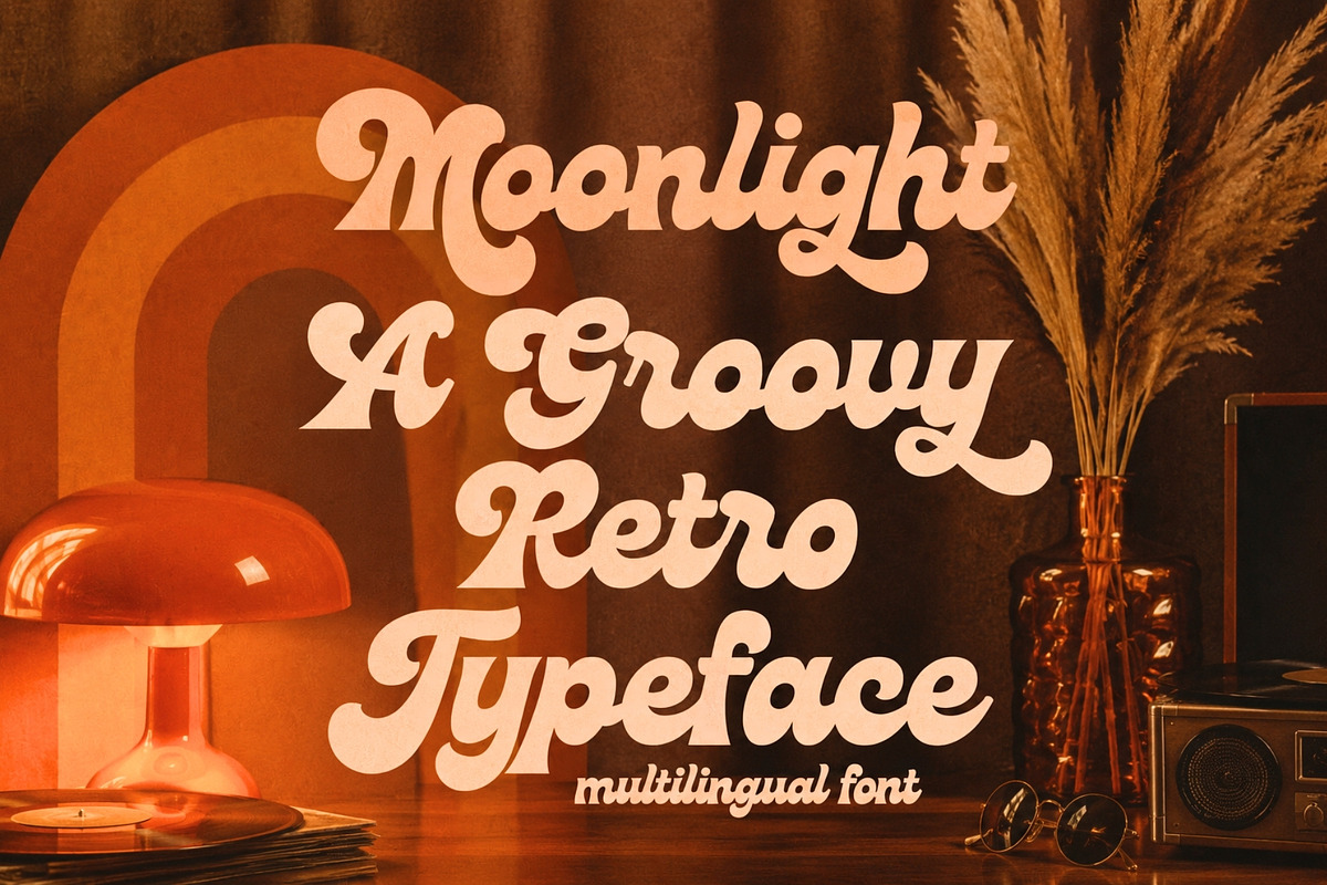 Moonlight - Groovy Disco Typeface, a Script Font by HipFonts (Photo 1 of 11)