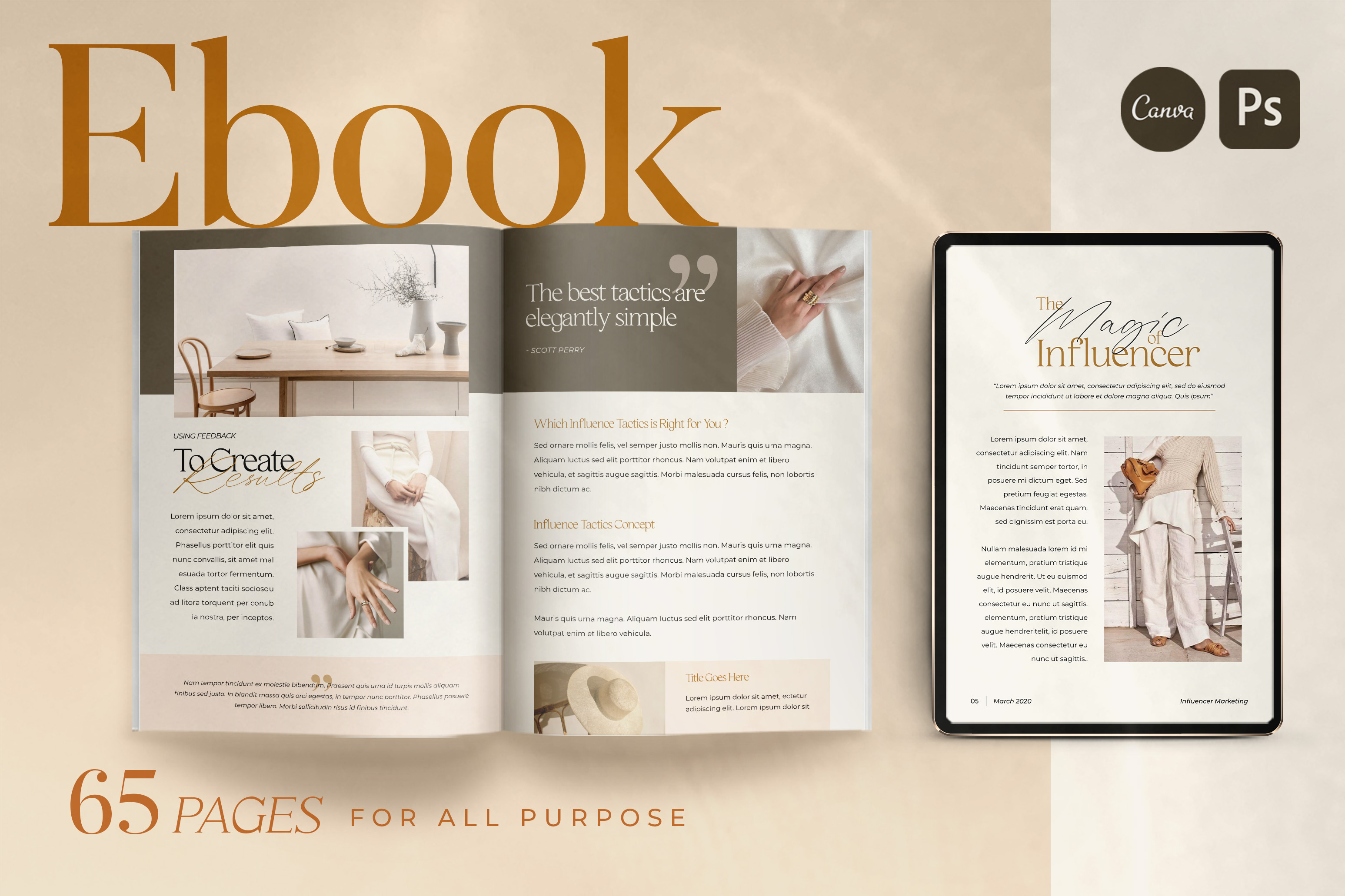 eBook Template Creator | CANVA PS, a Magazine Template by Eviory