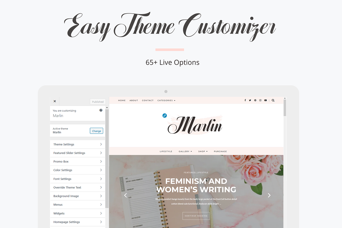 Marlin - Feminine WordPress Theme, a WordPress Template by VolThemes (Photo 3 of 4)
