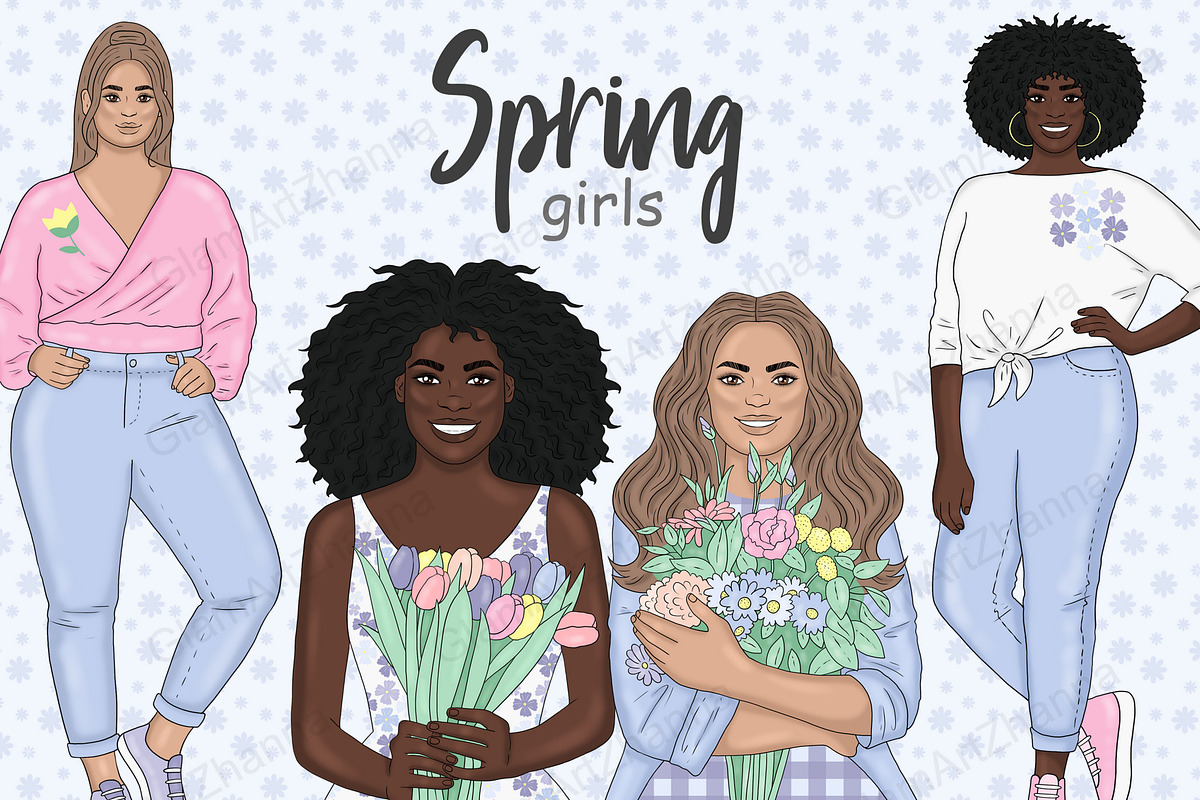Spring Girls Clipart, a Person Illustration by GlamArtZhanna (Photo 1 of 5)