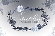 Smoky. Black grey watercolor flowers, an Illustration by LABFcreations (Thumbnail 3 of 4)