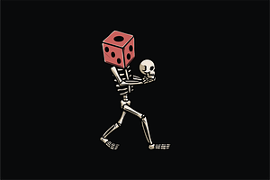 Skeleton with Dice Head, an Object Illustration by nomlimo.com