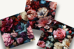 Tropical Baroque Floral Patterns Set