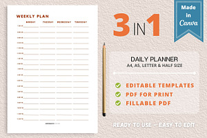 Weekly Planner Template, Canva