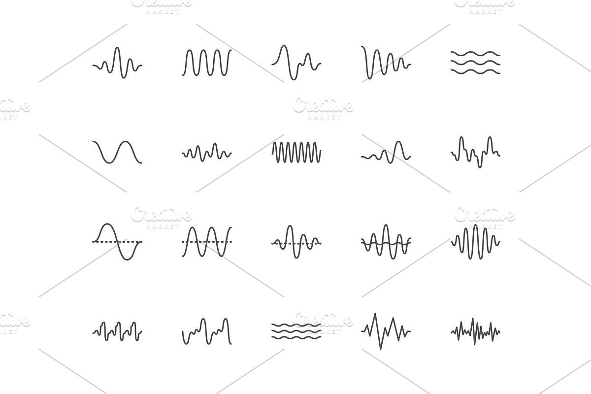Vibrations Line Icons, an Outline Icon by Nadiinko (Photo 2 of 2)