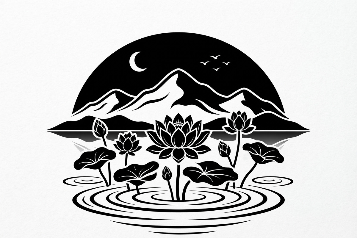60 Lotus Mountain Harmony Silhouette, an Empty State Illustration by Amazin_art (Photo 12 of 31)