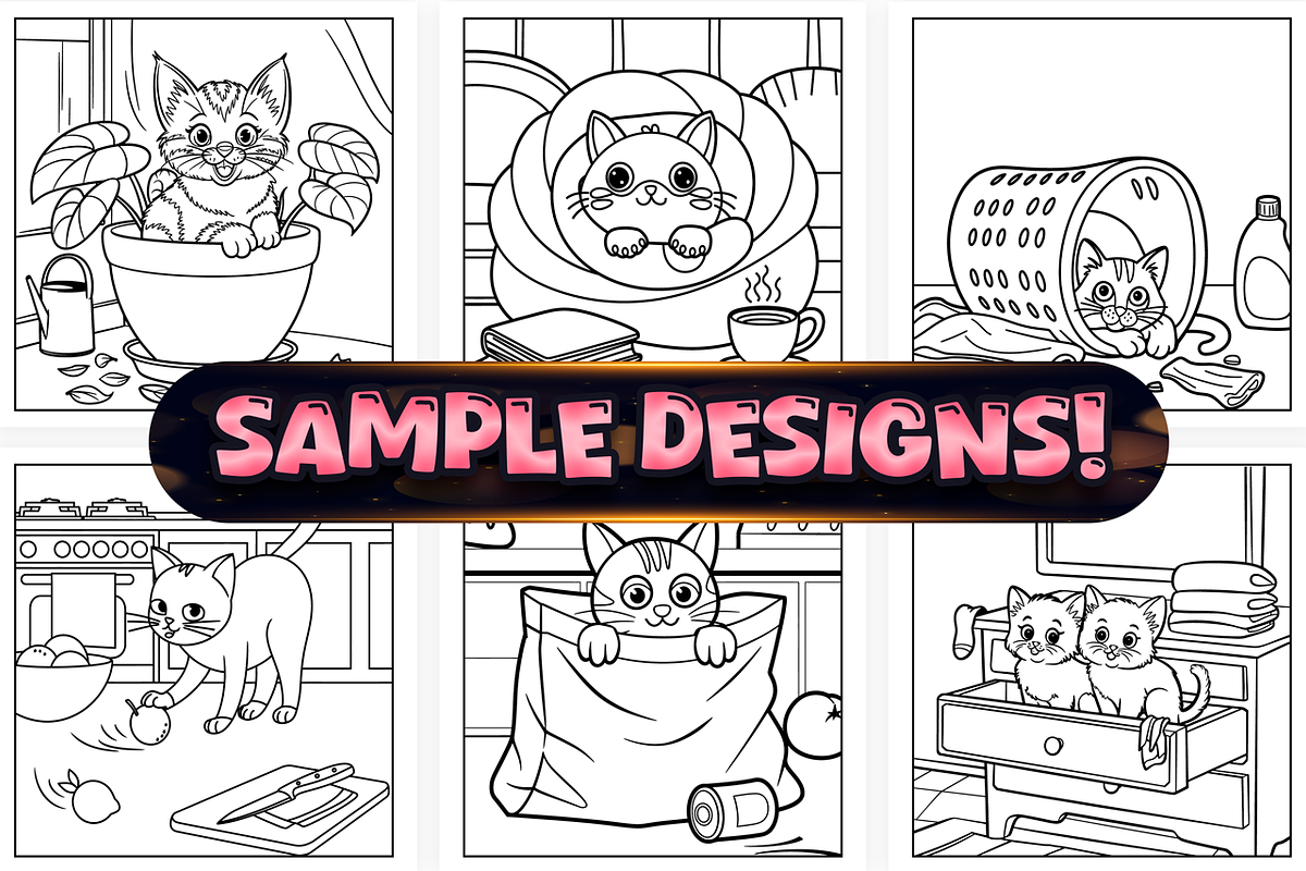 Bold Easy Cat Moments Coloring Pages, an Animal Illustration by Craftsbeefy (Photo 2 of 4)