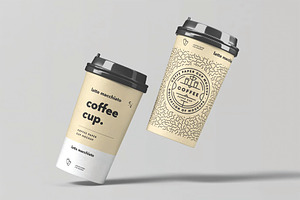 Floating Twin Coffee Cups Mockup, a Cups & Container Mockup by DesignRushMarket
