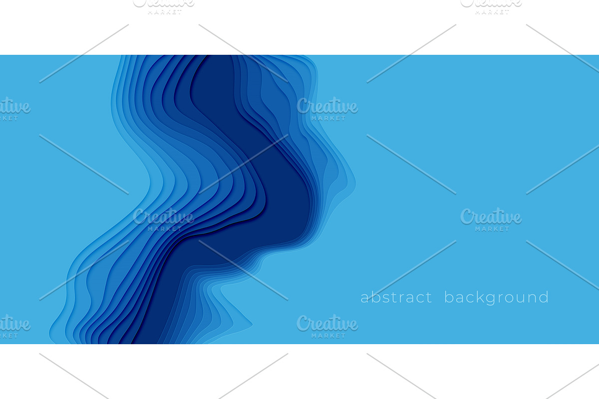 Cut out paper design style Blue, a Work Illustration by Vik_Y  Vector&Design