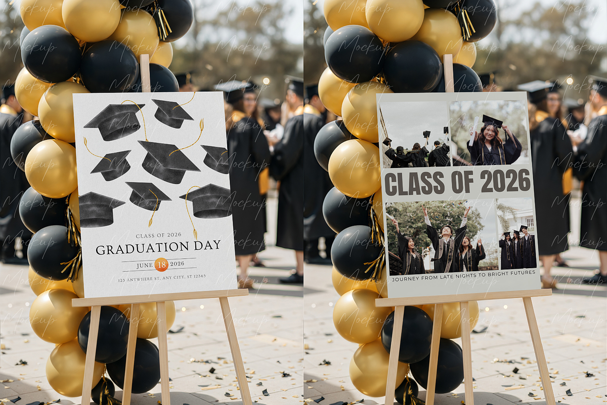 Graduation Welcome Sign Easel Mockup, a Product Mockup by TatiMockup