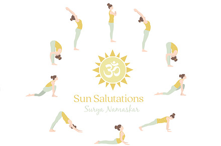 Sun Salutations yoga illustrations