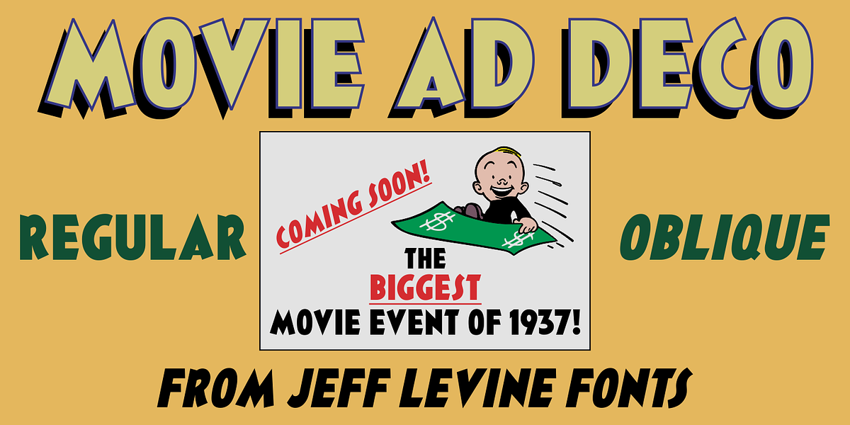 Movie Ad Deco JNL, a Sans Serif Font by Jeff Levine Fonts (Photo 1 of 5)