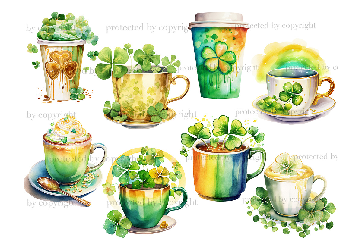 St.Patrick’s Day Coffee PNG, a Seasonal Illustration by GlamArtZhanna (Photo 3 of 6)