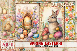 Spring Easter-3 junk journal Kit, a Seasonal Illustration by CraftArtStory