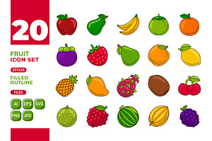 Fruit Icon Set (Filled Outline) #01, an Emoji Icon by MEDZ
