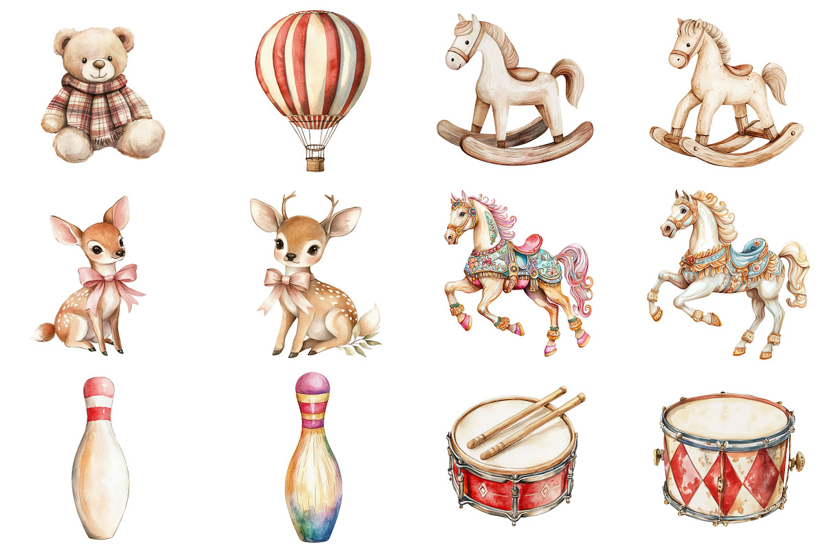 Vintage Watercolor Cute Circus Party, an Illustration by CitraGraphics (Photo 5 of 5)