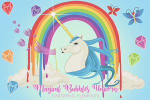 Magical Bubbles Unicorn Graphics