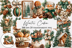 Watercolor Winter Cabin ClipArt, an Illustration by Designworld