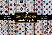 Colorful Chikankari Embroidery, a Pattern Graphic by Creative Store (Thumbnail 1 of 5)