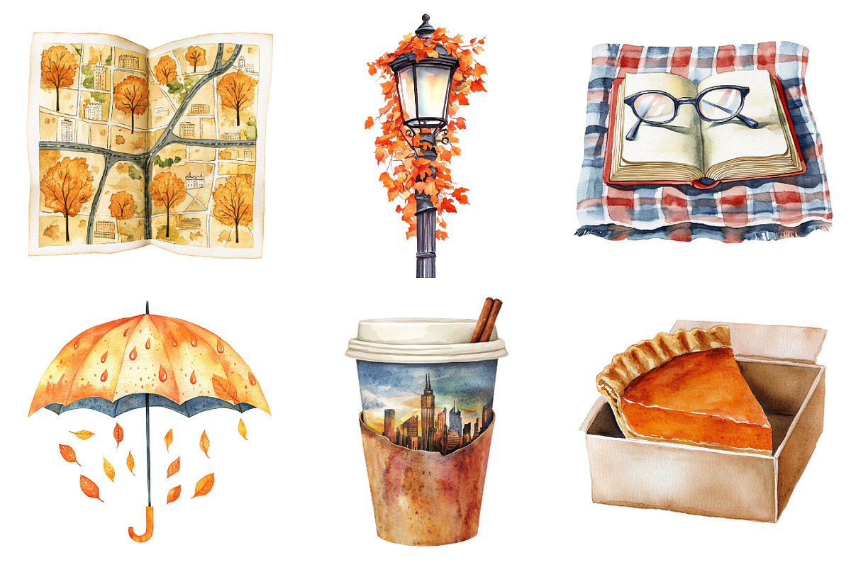 Watercolor Fall in City Clipart Bund, an Illustration by Daily.Designs (Photo 3 of 5)