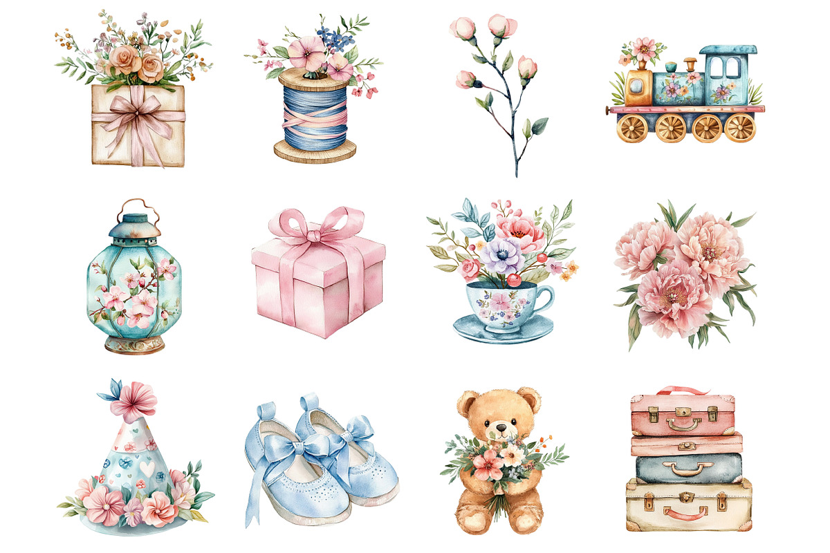 Pink Coquette Woodland Animals Clipa, a Seasonal Illustration by Design Market (Photo 2 of 5)