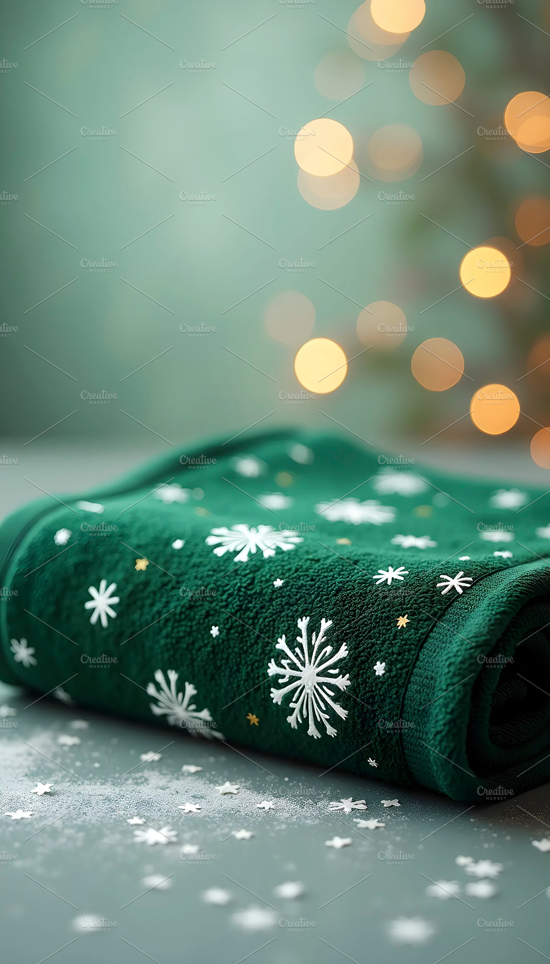 Festive Christmas Towel with Snowfla, a Photo by LOGOCREATIVE