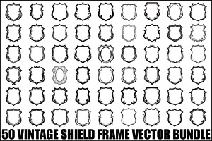 Vintage Shield Frame Vector Bundle, an Illustration by Designs_River