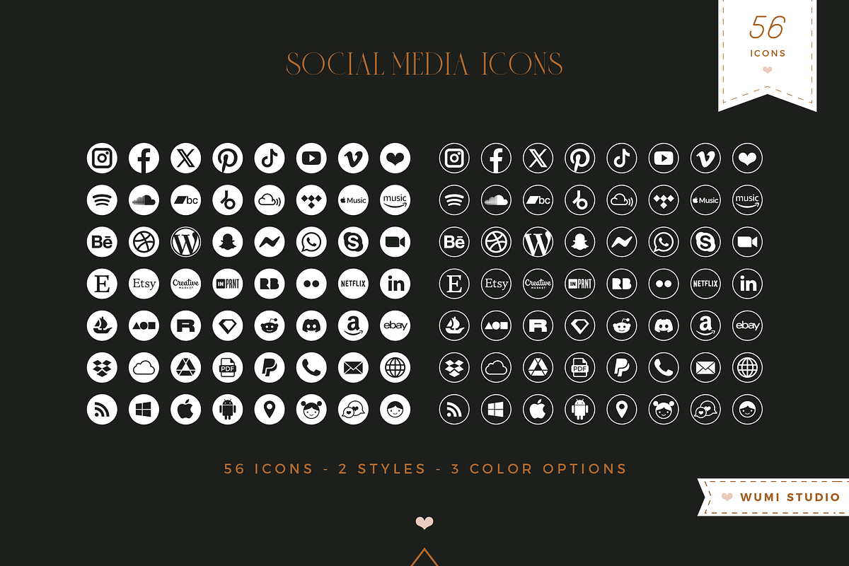 Social Media Icons, a Solid Icon by Wumi Studio (Photo 4 of 5)