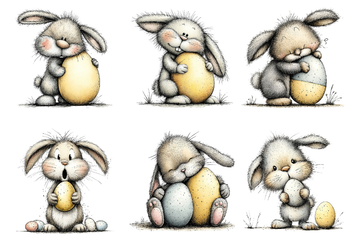 Quirky easter bunny bundle, an Illustration by SinaCreation (Photo 4 of 11)