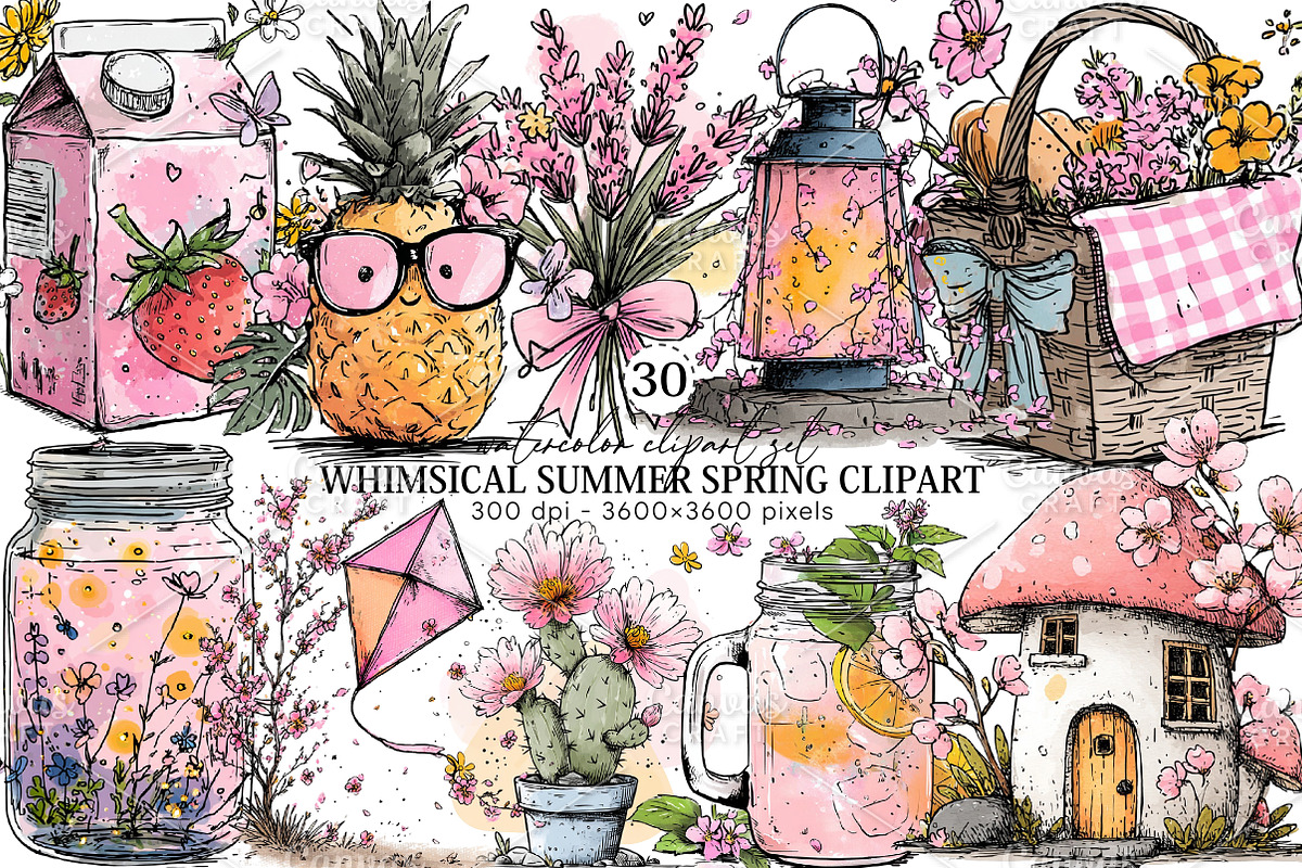 Whimsical Summer Spring Clipart PNG, an Illustration by Canvas Craft (Photo 1 of 7)