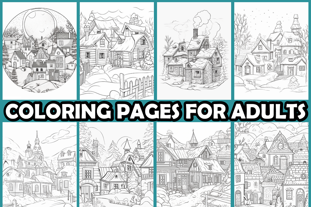 Old Village in Snow Coloring Pages, an Animal Illustration by martinblan (Photo 3 of 4)