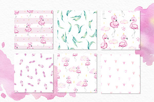 Sweet Flamingo Watercolor Collection