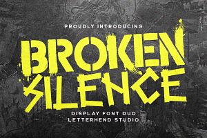 Broken Silence Display Font Duo, a Handwritten Font by Letterhend Studio