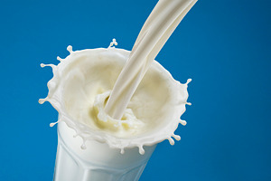 Pouring milk splash in glass
