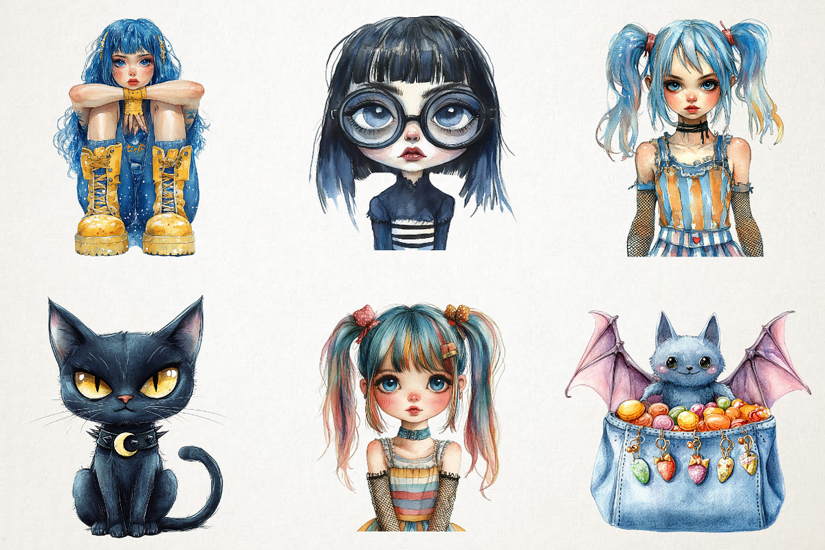 Cartoon Goth Sublimation Clipart, an Illustration by RobertsArt (Photo 5 of 7)