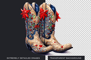 Christmas Cowgirl Boots Clipart PNG