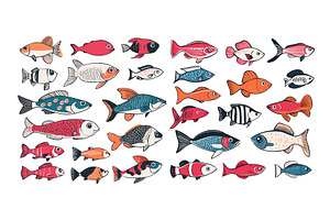 Marine fresh water fish cartoon, an Animal Illustration by Valerie Bodnar