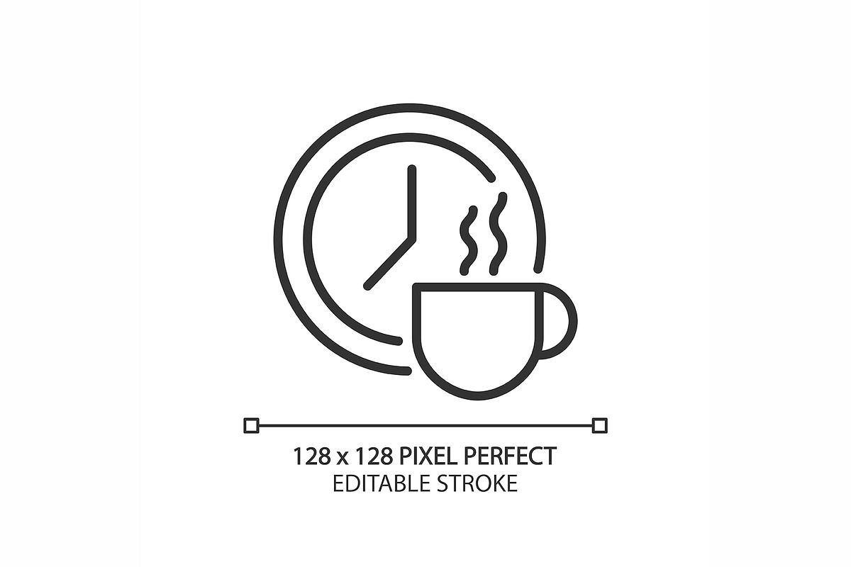 Break time pixel perfect linear icon, an Outline Icon by IMG Visuals