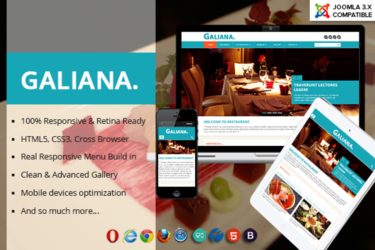 Galiana - Restaurant Joomla Template, a Websites & App Template by JoomlaUX (Photo 1 of 5)