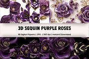 3D Sequin Purple Roses Patterns, a Pattern Graphic by PrintablesByFranklyn (Thumbnail 1 of 6)