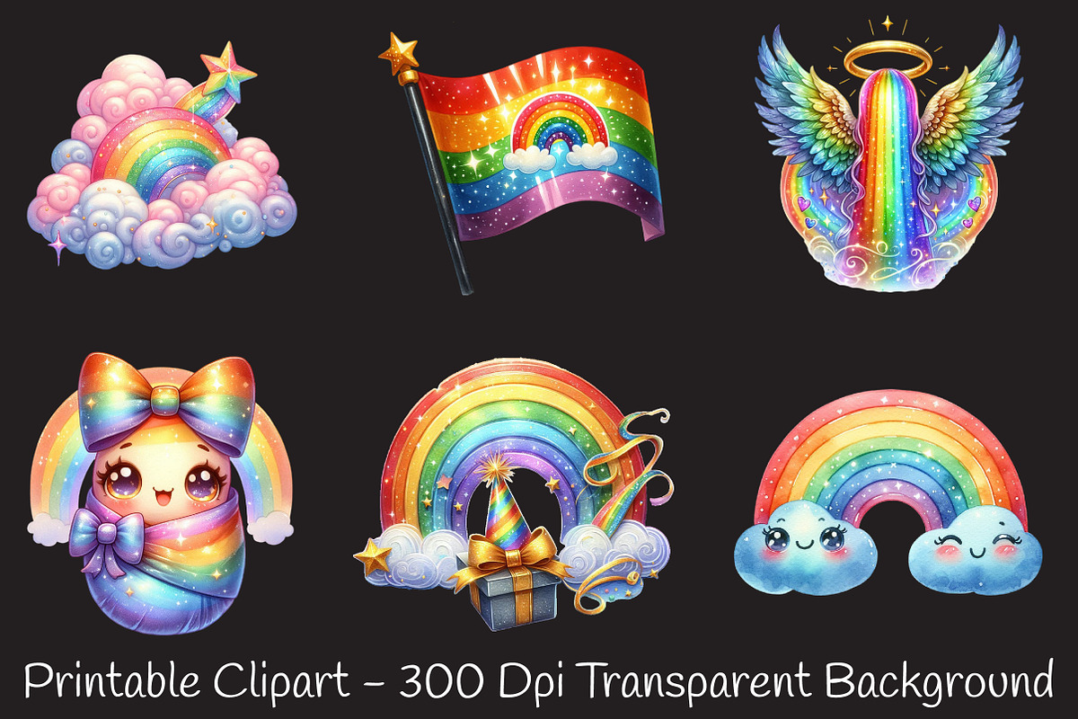 Smiling Rainbow Digital Sticker, an Illustration by RobertsArt (Photo 5 of 7)