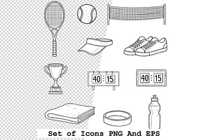 Set of tennis icons Vector, an Icon by one-touch