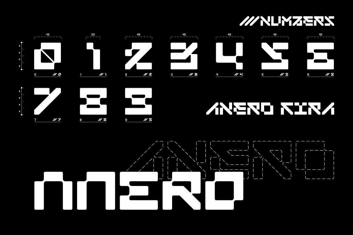 ANERO - FUTURISTIC DISPLAY FONT, a Symbol Font by Font For Zula™ (Photo 3 of 11)