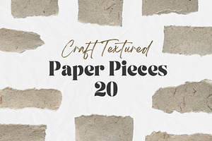 20 Ripped Old Craft Paper Pieces