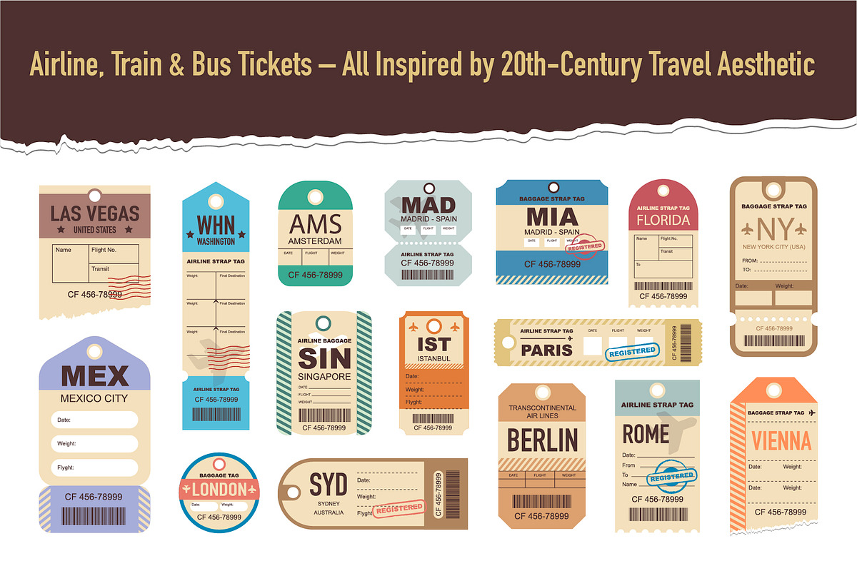 Vintage Travel Ticket & Stamp Pack, an Object Graphic by Lettering_Logo (Photo 3 of 7)