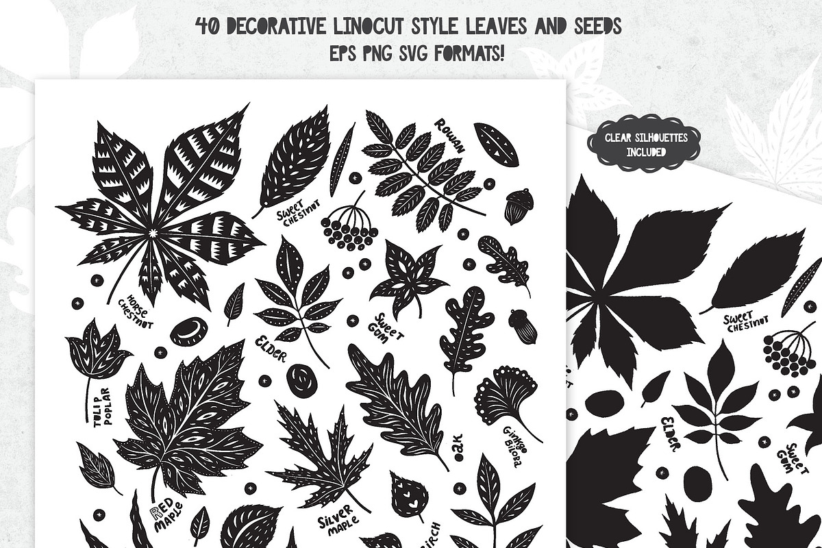Linocut Tree Leaves Collection, a Graphic by PicByKate (Photo 3 of 8)